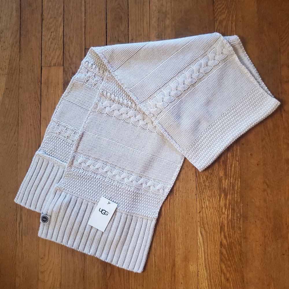 UGG Cable Knit Wool Blend Scarf NWT!